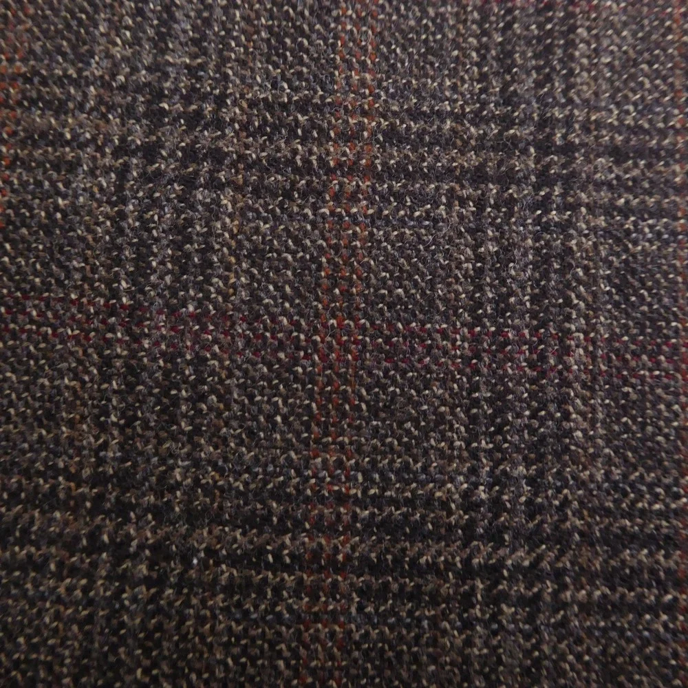 Hart Schaffner Marx Mens Blazer Brown Plaid Wool Two Button Half Lined 48L Long